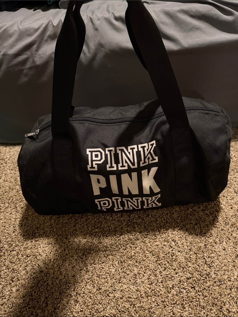 PINK Black Canvas Tote with White Logo - Picture 2 of 2